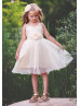 Spaghetti Straps Ivory Gold Sequin Tulle Boho Flower Girl Dress